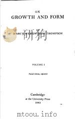 ON GROWTH AND FORM VOLUME 1 PDF电子版封面 D’ARCY WENTWORTH THOMPSON