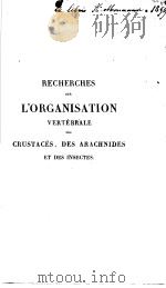RECHERCHES SUR L‘ORGANISATION VERTEBRALE DES CRUSTACES, DES ARACHNIDES ET DES INECTES PDF电子版封面