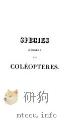 SPECIES GENERAL DES COLEOPTERES TOME 3 PDF电子版封面