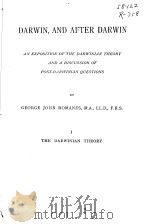 DARWIN AND AFTER DARWIN 1 THE DARWINIAN THEORY 1892 PDF电子版封面