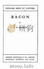 ENGLISH MEN OF LETTERS BACON（1884 PDF版）