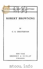 Robert Browning PDF电子版封面 G.K.Chesterton