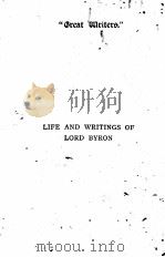 LIFE AND WRITINGS OF LORD BYRON PDF电子版封面