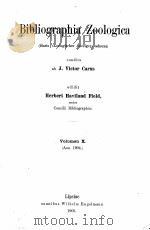 BIBLIOGRAPHIA ZOOLOGICA VOLUMEN X（1905 PDF版）