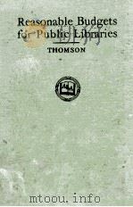REASONABLE BUDGETS FOW PUBLIC LIBRARIES AND THEIR UNITS OF EXPENSE（1925 PDF版）