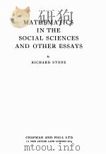 MATHEMATICS IN THE SOCIAL SCIENCES AND OTHER ESSAYS PDF电子版封面 RICHARD STONE