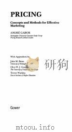 PRICING:CONCEPTS AND METHODS FOR EFFECTIVE MARKETING PDF电子版封面 0566027038 ANDRE GABOR