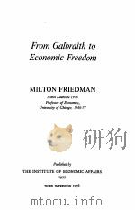 FROM GALBRAITH TO ECONOMIC FREEDOM 1978年 PDF电子版封面