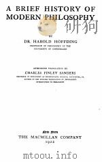 a brief history of modern philosophy 1922 PDF电子版封面