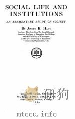 SOCIAL LIFE AND INSTITUTIONS（1924 PDF版）