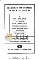 THE HISTORY AND PROSPECTS OF THE SOCIAL SCIENCES 1925 PDF电子版封面