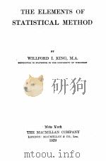 THE ELEMENTS OF STATISTICAL METHOD（1929 PDF版）