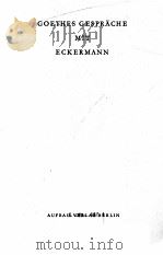 GOETHES GESPRACHE MIT ECKERMANN 1955 PDF电子版封面