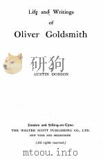 LIFE AND WRITINGS OF OLIVER GOLDSMITH PDF电子版封面 AUSTIN DOBSON
