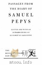 PASSAGES FROM THE DIARY OF SAMUEL PEPYS PDF电子版封面