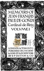 MEMOIRS OF JEAN RRANCIS VOLUME 1 PDF电子版封面 PAUL DE GONDI