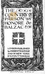 THE COUNTRY PARSON PDF电子版封面 HONORE DE BALZAC