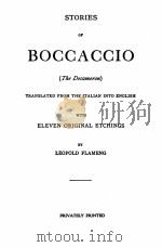 STORIES OF BOCCACIO THE DECAMERON VOLUME TWO     PDF电子版封面     