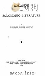 Solomon and Solomonic literature 1899 PDF电子版封面