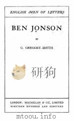 ben jonson 1919 PDF电子版封面 g.gregory smith