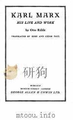 karl marx PDF电子版封面