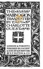 THE MABINOGION TRANSLATED 1924 PDF电子版封面
