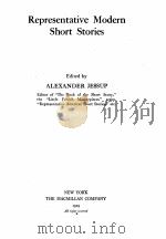 REPRESENTATIVE MODERN SHORT STORIES 1929 PDF电子版封面 ALEXANDER JESSUP