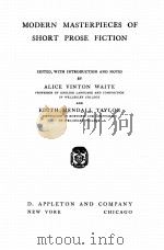 MODERN MASTERPIECES OF SHORT PROSE FICTION（1911 PDF版）