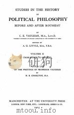 STUDIES IN THE HISTORY OF POLITICAL PHILOSOPHY VOLUME 2（1925 PDF版）