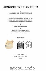 DEMOCRACY IN AMERICA VOLUME 1（1898 PDF版）