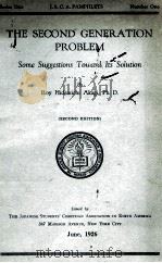 THE SECOND GENERATION PROBLEM 1926 PDF电子版封面