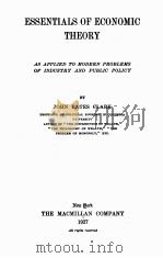 ESSENTIALS OF ECONOMIC THEORY（1927 PDF版）
