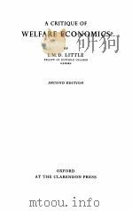 A CRITIQUE OF WELFARE ECONOMICS SECOND EDITION（1958 PDF版）