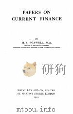 PAPERS ON CURRENT FINANCE（1919 PDF版）