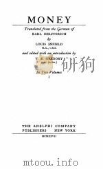 MONEY VOLUME 1 PDF电子版封面 LOUIS INFIELD