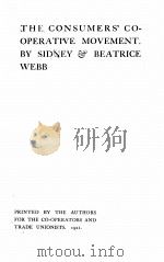 THE CONSUMERS‘ COOPERATIVE MOVEMENT 1921 PDF电子版封面