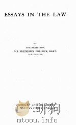 ESSAYS IN THE LAW 1922 PDF电子版封面