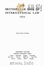 THE BRITISH YEAR BOOK OF INTERNATIONAL LAW 1924 PDF电子版封面