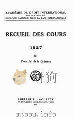 RECUEIL DES COURS 1927 III 1928 PDF电子版封面