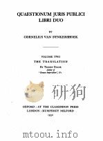 QUAESTIONUM JURIS PUBLICI LIBRI DUO THE TRANSLATION VOLUME TWO（1930 PDF版）