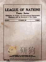 LEAGUE OF NATIONS TREATY SERIES VOLUME I NUMBER 3 1920 PDF电子版封面