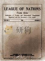 LEAGUE OF NATIONS TREATY SERIES VOLUME III NUMBER 3 1921 PDF电子版封面
