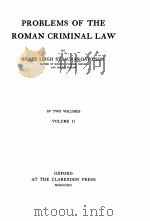 PROBLEMS OF THE ROMAN CRIMINAL LAW VOLUME II PDF电子版封面