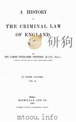 A HISTORY OF THE CRIMINAL LAW OF ENGLAND VOLUME II 1883 PDF电子版封面