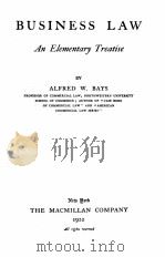 BUSINESS LAW AN ELEMENTARY TREATISE（1922 PDF版）