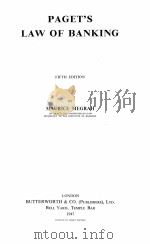 PAGET‘S LAW OF BANKING FIFTH EDITION 1947 PDF电子版封面