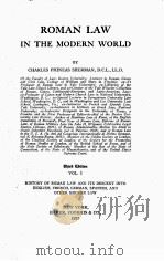 ROMAN LAW IN THE MODERN WORLD VOLUME I 1937 PDF电子版封面