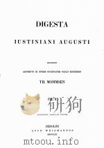 DIGESTA IUSTINIANI AUGUSTI VOLUME II PDF电子版封面 TH. MOMMSEN