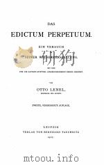 DAS EDICTUM PERPETUUM EIN VERSUCH ZU SEINER WIEDERHERSTELLUNG（1907 PDF版）