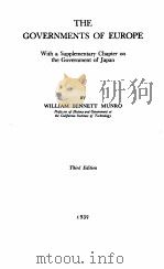 THE GOVERNMENTS OF EUROPE THIRD EDITION   1939  PDF电子版封面     